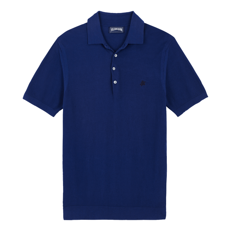 Polo En Coton Tricoté Homme Uni - Pezou - Bleu - Taille XL - Vilebrequin