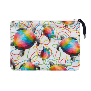 Bolsa de playa de lino con estampado Tortugas - Vilebrequin x Okuda San Miguel Multicolores vista trasera