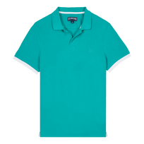 Men Cotton Pique Polo Shirt Solid Tropezian green 正面图