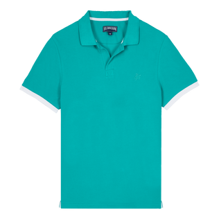 Men Cotton Pique Polo Shirt Solid Tropezian green front view
