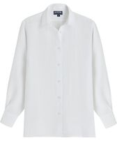 Camisa de lino de color liso para mujer - Vilebrequin x Angelo Tarlazzi Blanco vista frontal