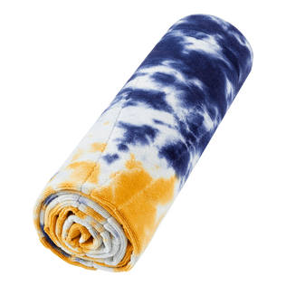 Toalla de playa de algodón con estampado Tie & Dye Azul marino detalles vista 1