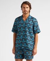 Men Linen Bowling Shirt - Vilebrequin x Abu Dhabi Goa front worn view