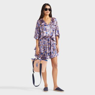 Vestido de viscosa y seda con estampado Disco Butterfly para mujer Blush detalles vista 1