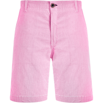 Bermuda en coton rayé homme Seersucker  Rose vue de face