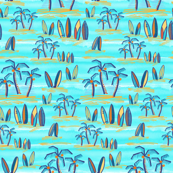 Men Stretch Swimwear Palms & Surfs - Vilebrequin x The Beach Boys, Lazulii blue print