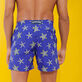 Men Swim Shorts Embroidered Starfish Dance - Limited Edition Purple blue back worn view