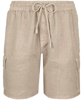 Bermudas tipo cargo en lino de color liso para hombre Safari vista frontal