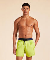Men Wool Swim Shorts Super 120S Lemongrass front worn view