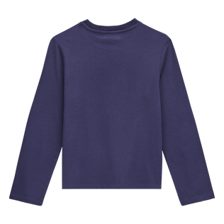 Camiseta de algodón con estampado Mosaïque para niña Azul marino vista trasera