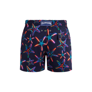 Bañador corto elástico con estampado Disco Stars para hombre Azul marino vista trasera