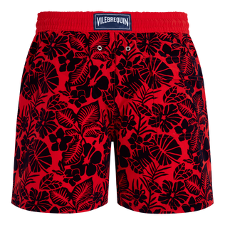 Men Swim Shorts Flocked Flowers Poppy red back view