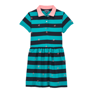 Robe col chemise fille plumetis Navy Stripes