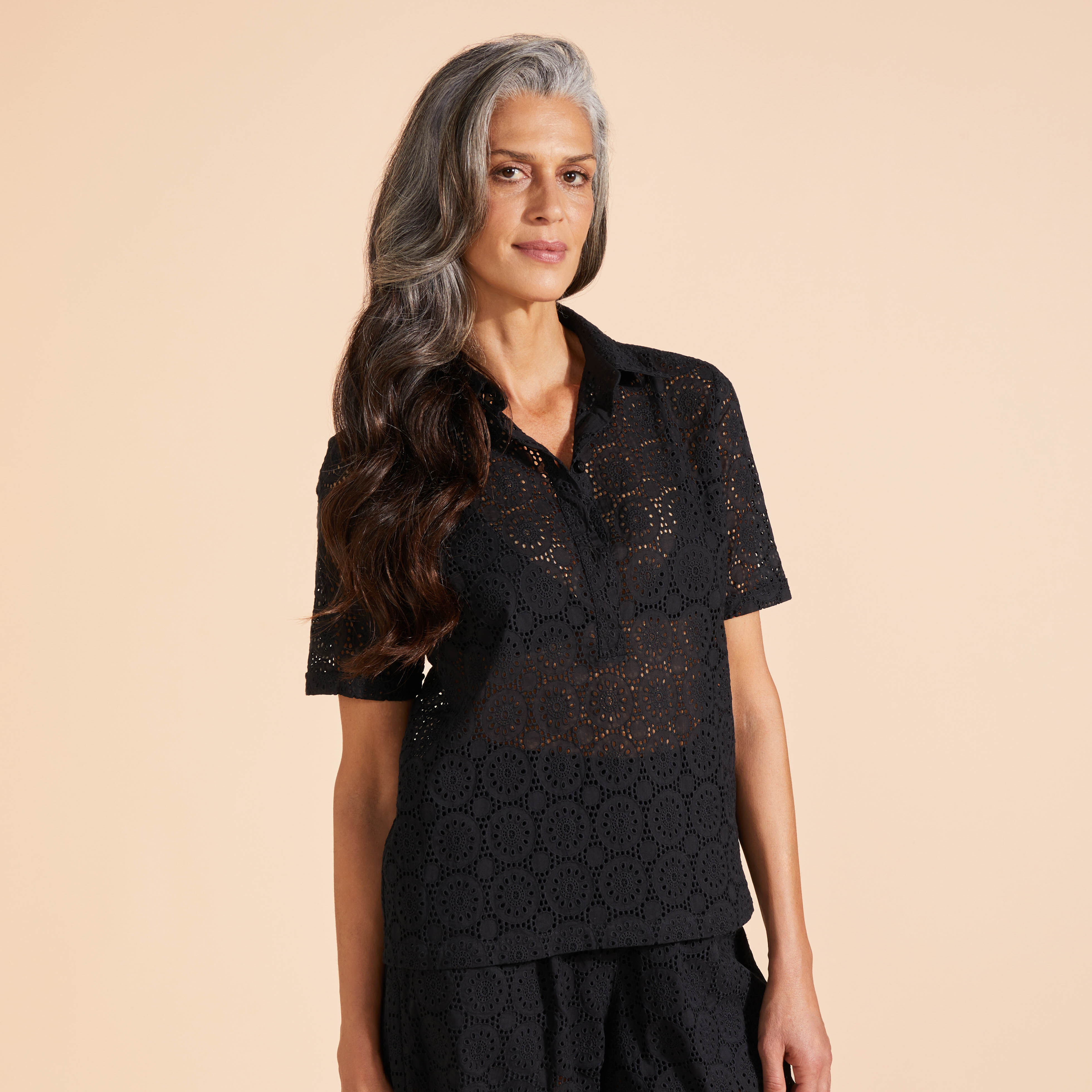 Polo en coton femme Broderies Anglaises
