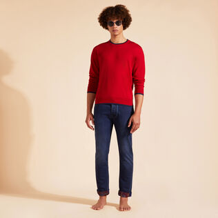 Pullover en laine mérinos cachemire soie ras-du-cou homme Moulin rouge vue de détail 1