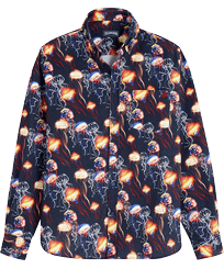 Men Corduroy Néo medusa Shirt Navy front view