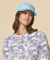 Embroidered Cap Turtles All Over Azzurro vista frontale indossata