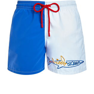 Men Swimwear multicolor placed embroidery Vilebrequin squale - Vilebrequin x JCC+ - Limited Edition White front view