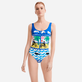 Maillot de bain une piece femme La Mer - Vilebrequin x JCC+ - Edition limitée Blanc vue portée de face