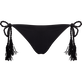 Braguitas de bikini de corte brasileño con cuerda para mujer con estampado Tresses Negro vista frontal