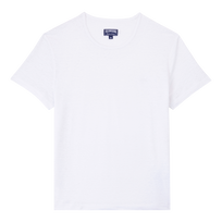 T-shirt in jersey di lino tinta unita Bianco vista frontale
