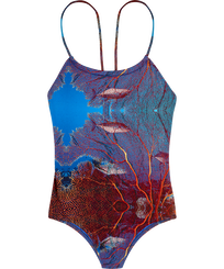 Girls One-piece Swimsuit Red Gorgonians - Vilebrequin x 1Ocean Multicolor front view