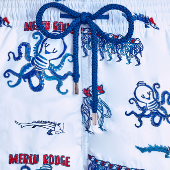 Men Swim Trunks Embroidered Au Merlu Rouge - Limited Edition White print