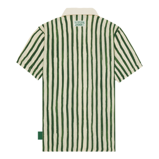 Men Linen Bowling Shirt HS Stripes - Vilebrequin x Highsnobiety Garden back view