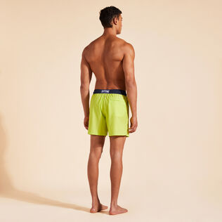 Men Wool Swim Shorts Super 120S Lemongrass back worn view