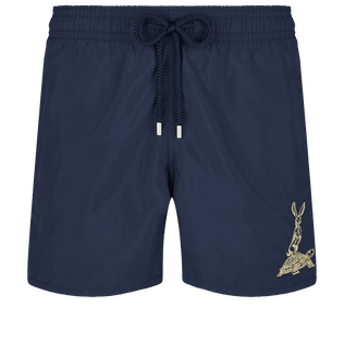 男士兔年徽标刺绣泳装 Navy 正面图