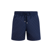 Bañador con estampado Turtle Monogram Jacquard para hombre Azul marino vista frontal