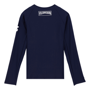 Women Zipper Rashguard Solid Navy back view