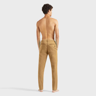 Men Tencel Satin Regular Pants Mocha back worn view