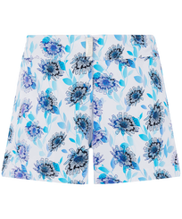 Mujer Autros Estampado - Pantalón corto de baño con cintura plana y estampado Flash Flowers para mujer, Purple blue vista frontal