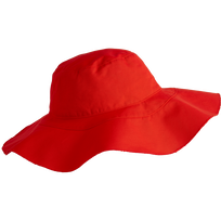 Cappello grande donna in cotone tinta unita - Vilebrequin x Ines de la Fressange Papavero vista frontale