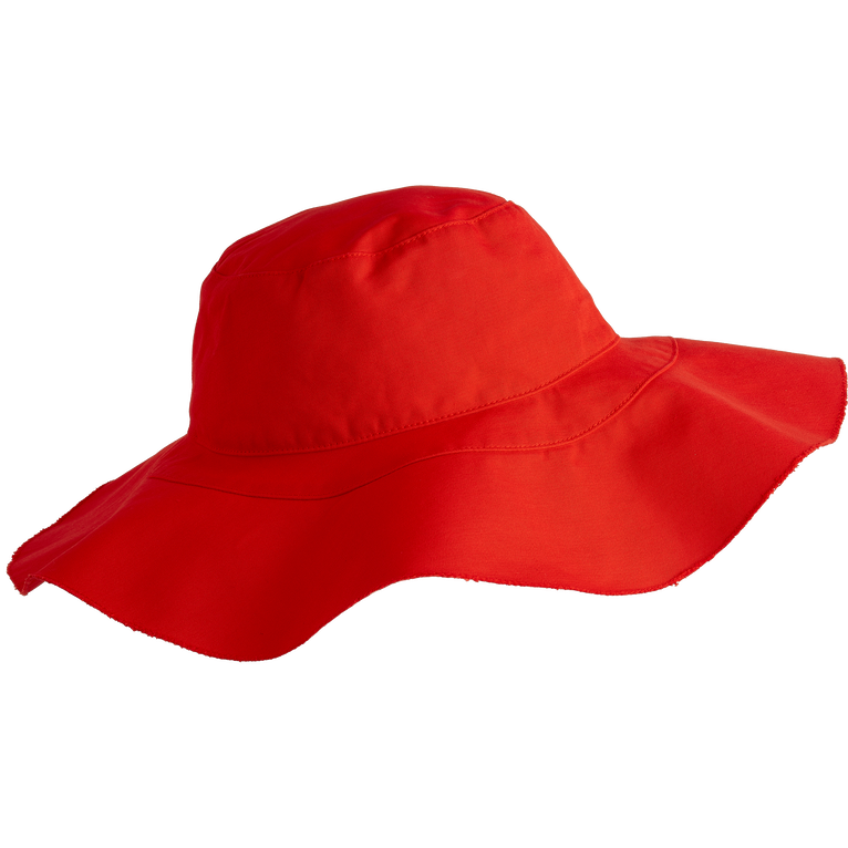 Women Large Cotton Hat Solid- Vilebrequin X Ines De La Fressange - Cabana - Red - Size M/L - Vilebrequin