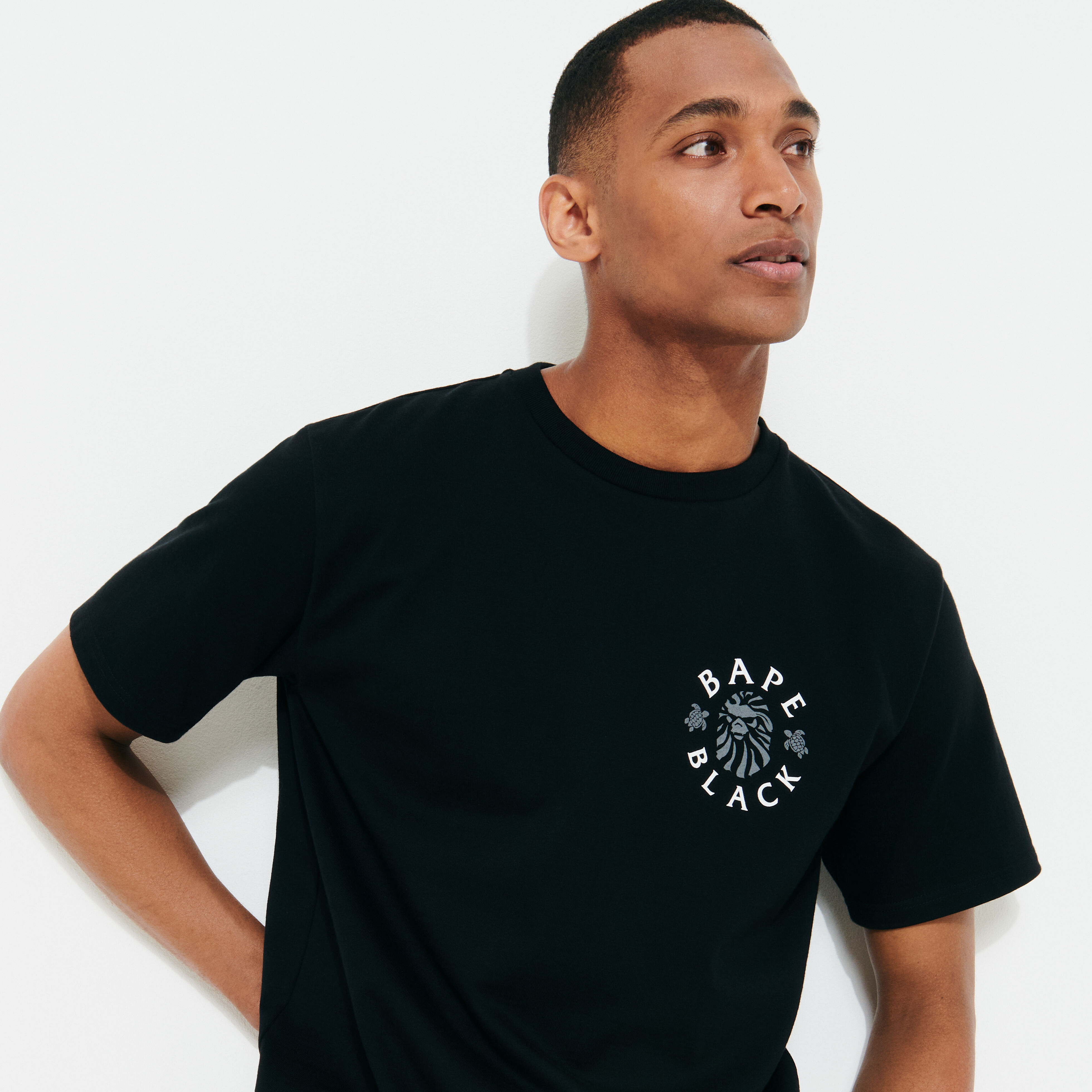 Men T Shirt Logo Printed Vilebrequin x BAPE BLACK