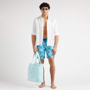 Bañador elástico largo con estampado Poulpes para hombre Bora bora detalles vista 1