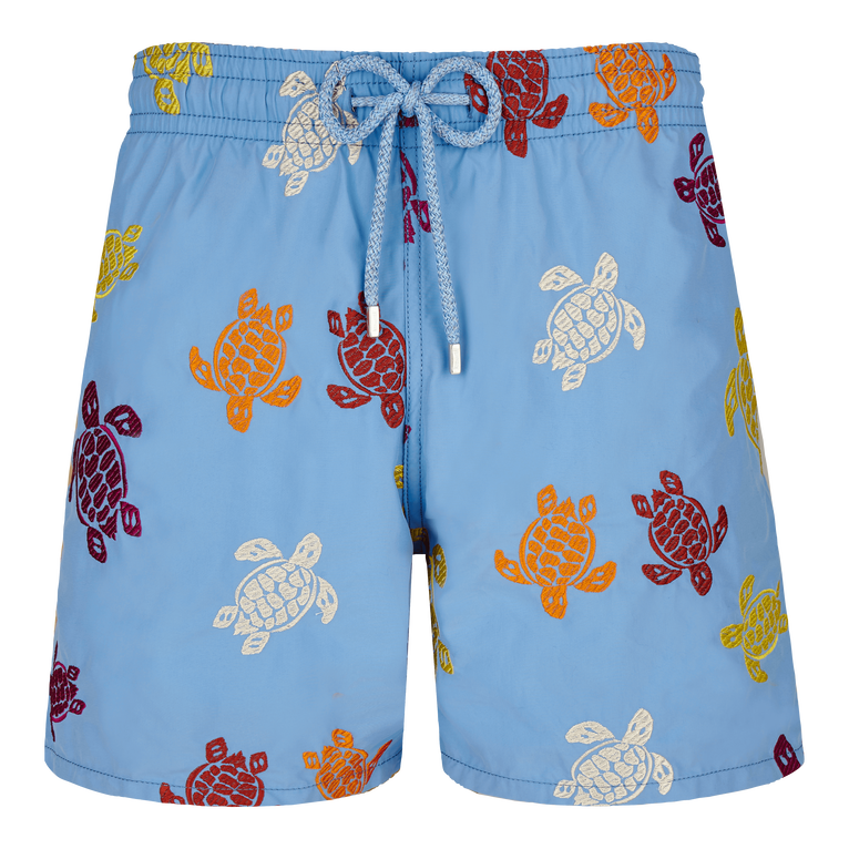 Men Swim Shorts Embroidered Tortue Multicolore - Swimming Trunk - Mistral - Blue