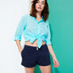 Women Swim Short Solid Navy front worn view