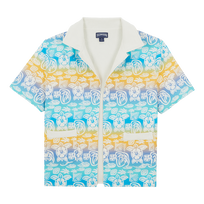 Camicia bowling bambino in cotone Tahiti Turtles Bianco vista frontale