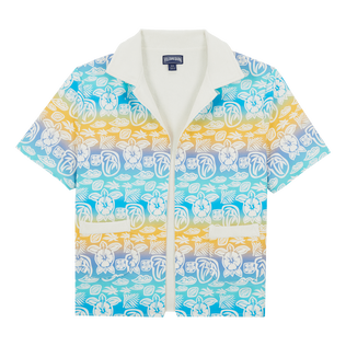 Camisa de bolos de algodón con estampado Tahiti Turtles para niño Blanco vista frontal