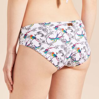 Rainbow Birds Bikinihose mit kompletter Abdeckung für Damen Weiss Details Ansicht 2