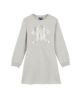 Vestido tipo sudadera con estampado Tribal Turtles para niña Gris jaspeado vista frontal