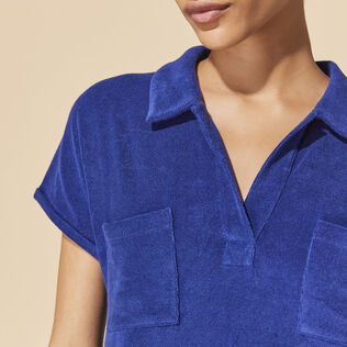 Solid Polokleid aus Frottee für Damen Ink Details Ansicht 2