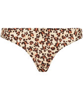 Women Bikini Bottom Midi Brief Turtles Leopard Straw front view