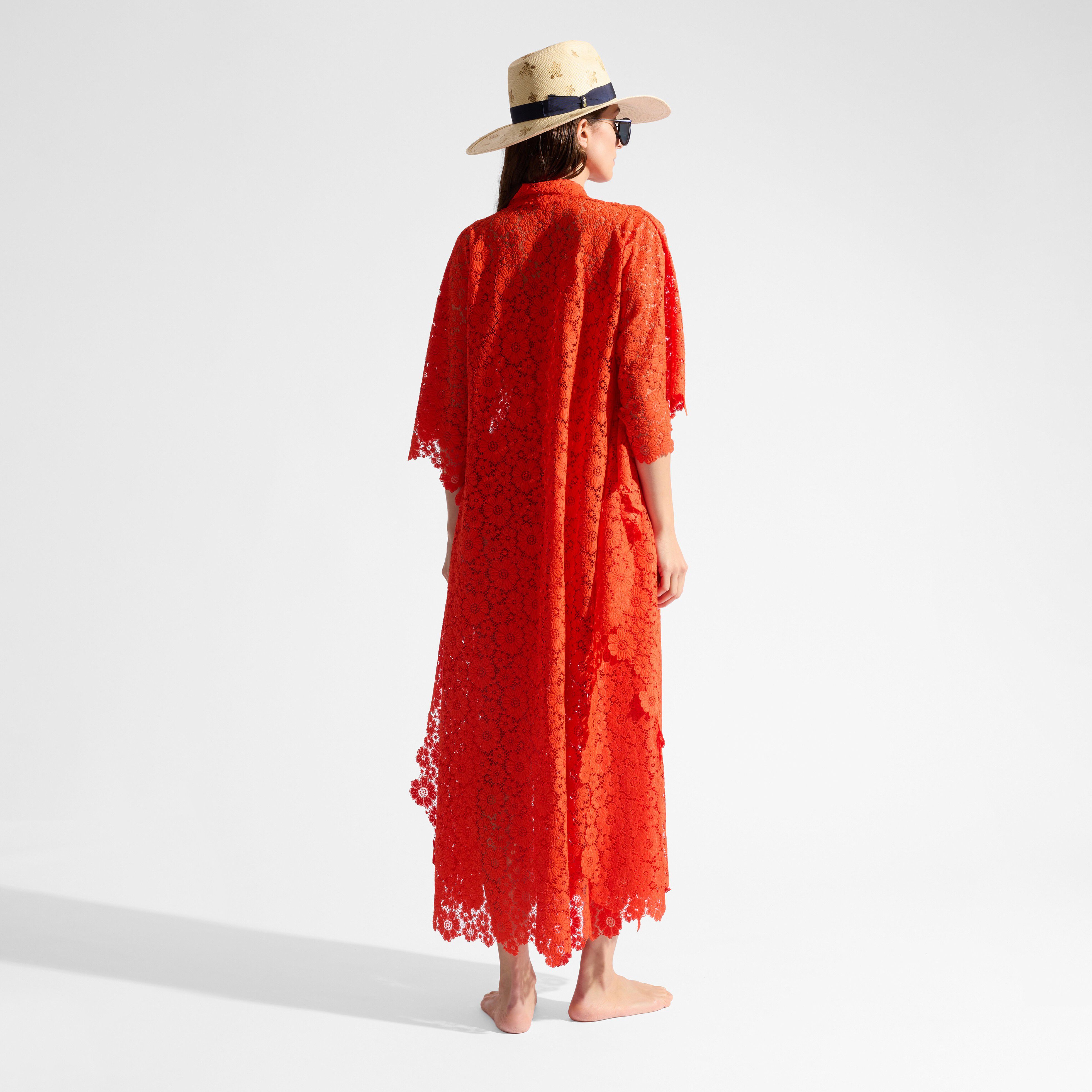 Women Guipure Kimono Flowers Lace