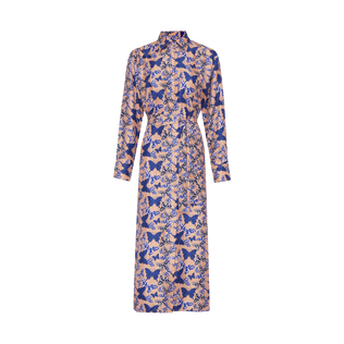 Women Long Silk Shirt Dress Blush front view