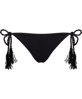 Braguitas de bikini de corte brasileño con cuerda para mujer con estampado Tresses Negro vista frontal