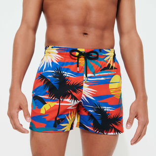 Men Stretch classic Printed - Men Stretch Swimwear Hawaiian - Vilebrequin x Palm Angels, Red details view 2